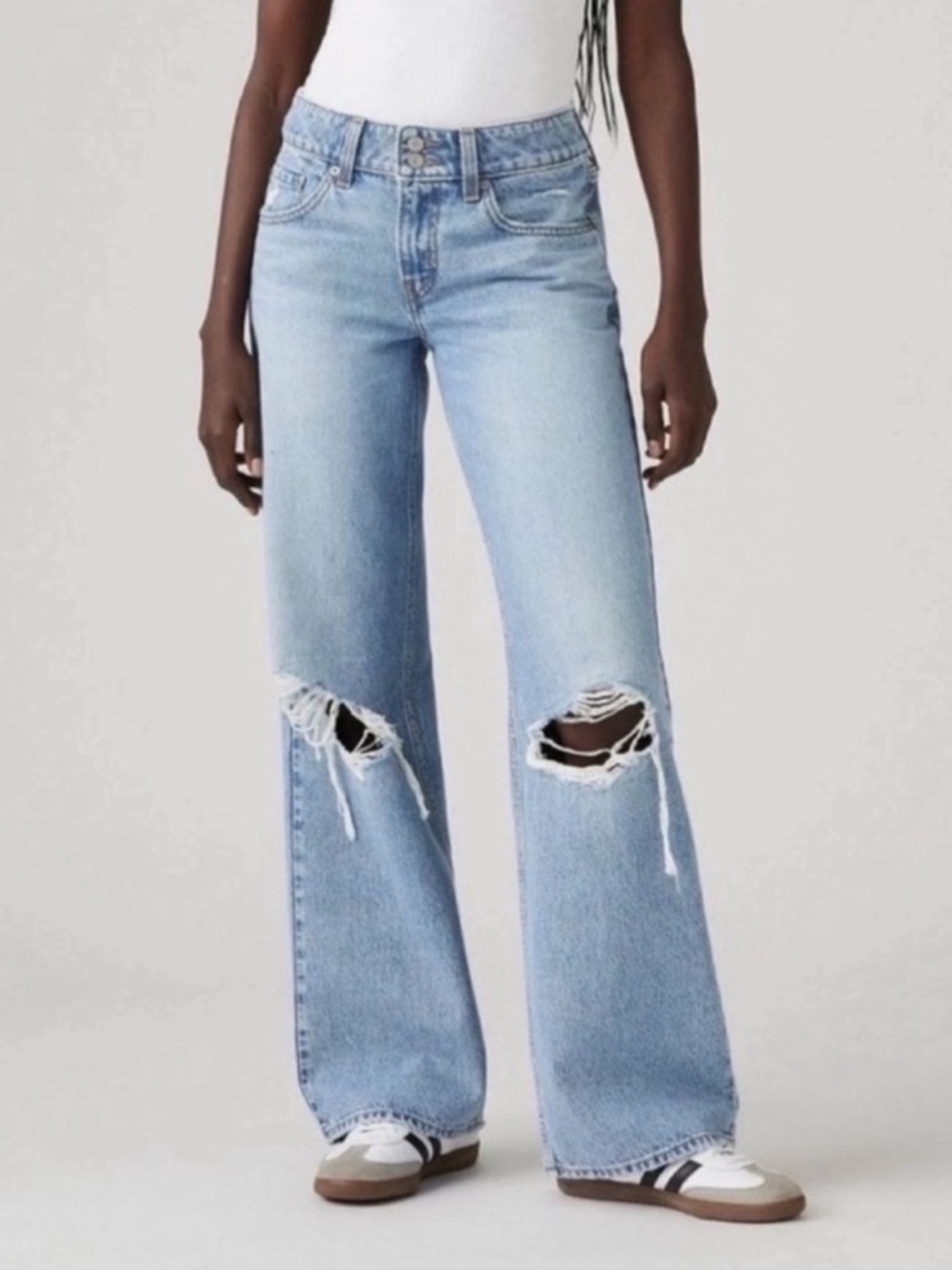 Levi's Light Wash Ripped Straight Leg Jeans